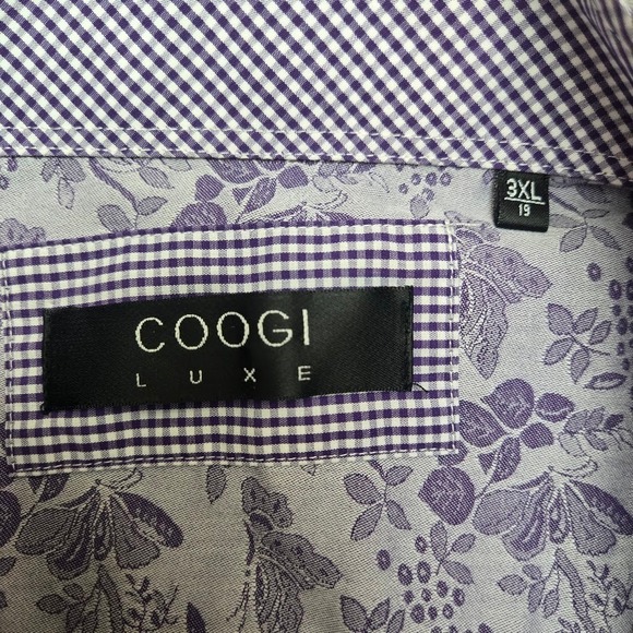 COOGI LUX Mens Purple Floral Long Sleeve Button Up Shirt Sz 3XL/19 - Picture 5 of 11